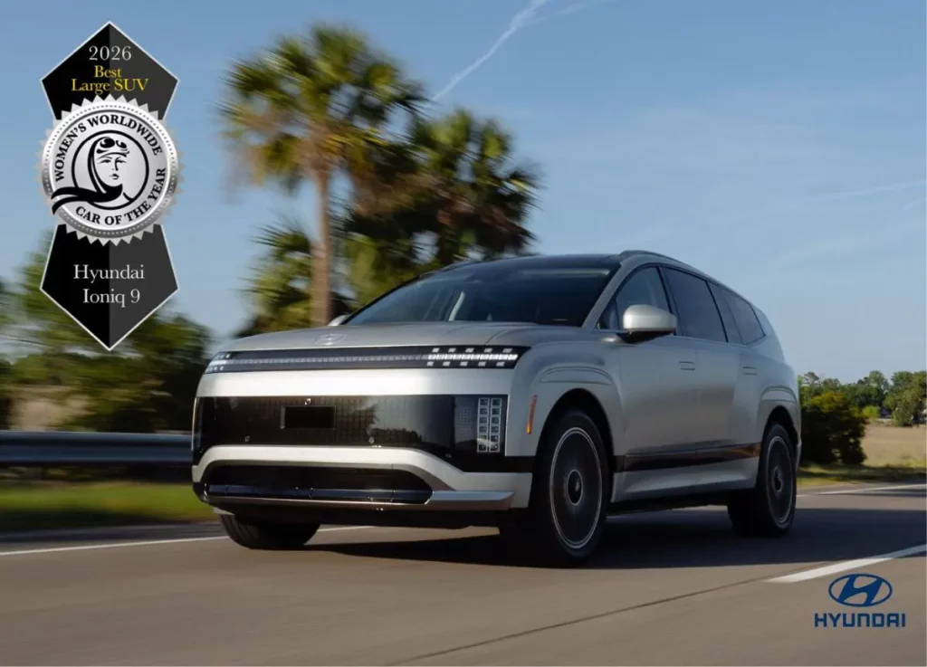 Hyundai Ioniq 9: Vincitore come miglior SUV grande ai Women’s Worldwide Car Awards.