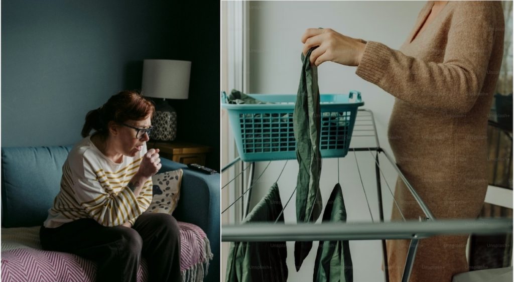 Asciugare i panni in casa? Attenzione: pericolo per i polmoni secondo gli esperti.