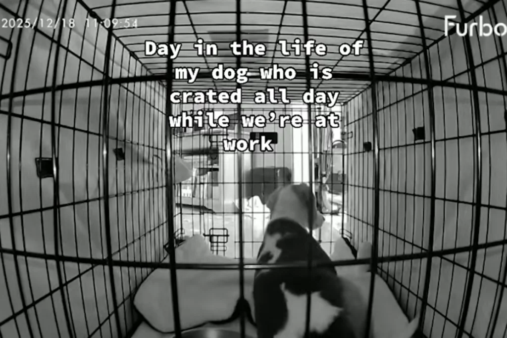 Cane abbandonato in gabbia mentre il padrone lavora: video fa infuriare gli spettatori.