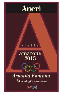 Enel celebra Arianna Fontana con una magnum di Amarone Aneri e etichetta personalizzata.