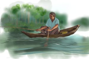 Pesca nella Colombia amazzonica: una comunità unita tra fiume e foresta.