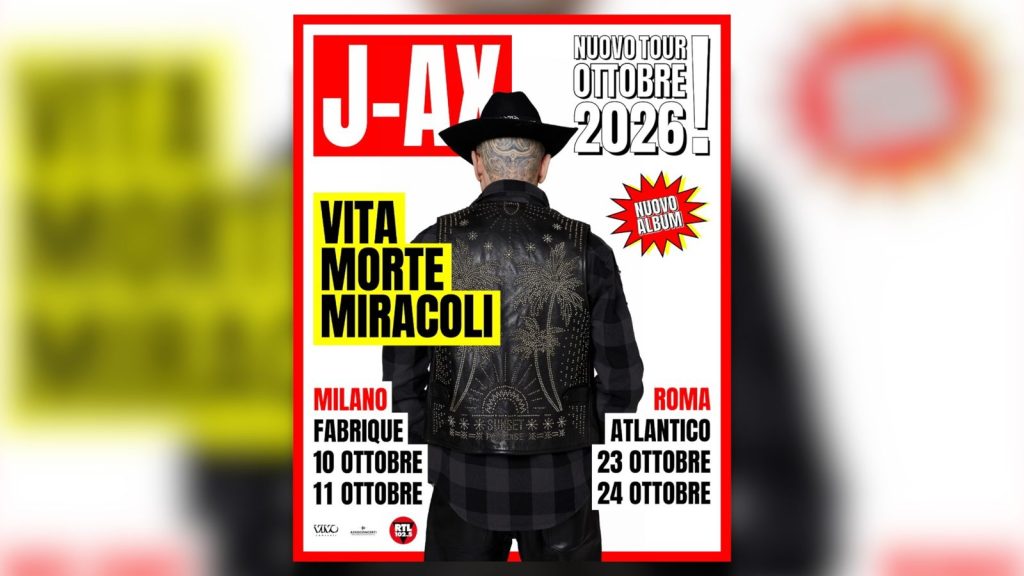 J-Ax svela le date del Vita Morte Miracoli Tour 2026: ecco quando arriva