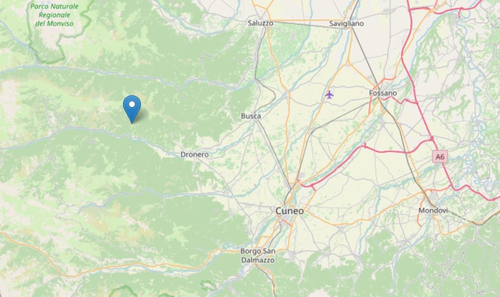 Terremoto in provincia di Cuneo: scossa nocturna di magnitudo 2.9 registrata.