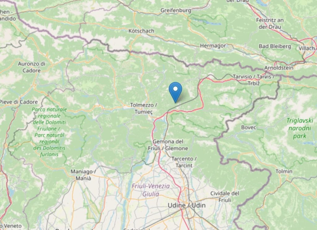Terremoto in provincia di Udine: magnitudo 3.9 registra scossa significativa.