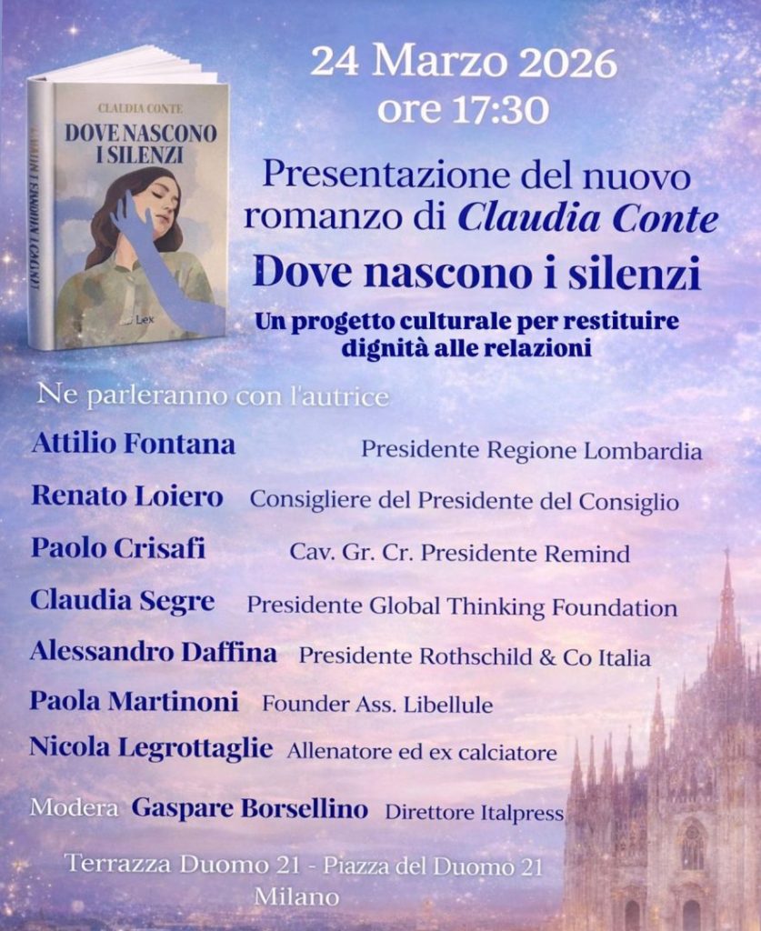 Milano, 24 marzo: presentazione esclusiva del nuovo romanzo “Dove nascono i silenzi” di Claudia Conte