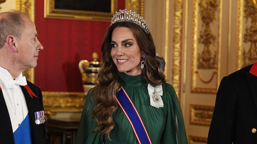 I segreti dell’elegante outfit verde di Kate Middleton ai banchetti di Stato.