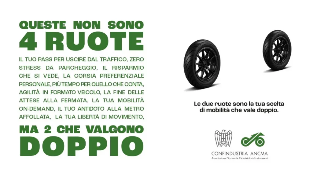 ANCMA lancia la campagna “Due ruote che valgono il doppio” per promuovere la mobilità sostenibile.