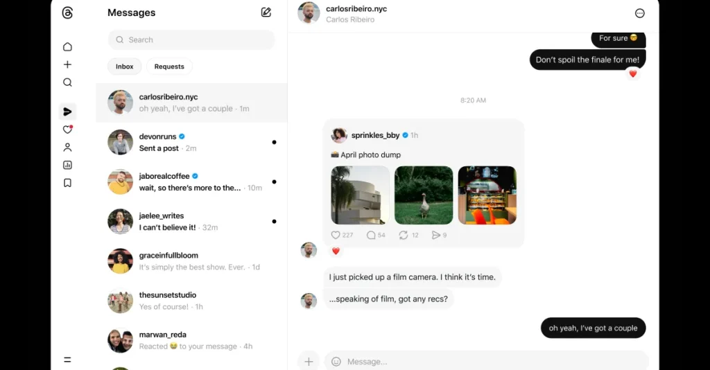 Threads introduce finalmente i messaggi diretti sulla versione web per una comunicazione più semplice.