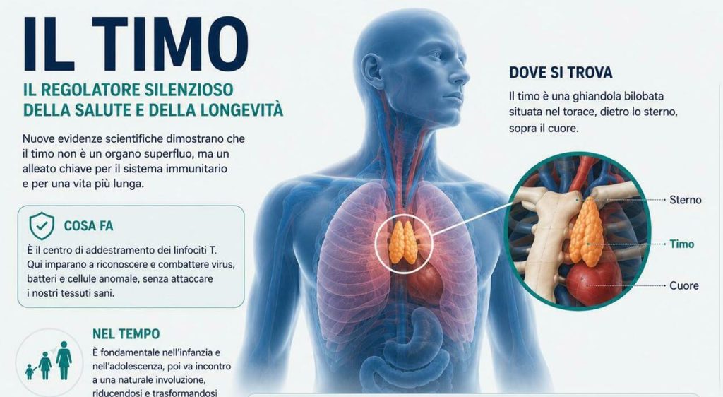 Timo: l’organo chiave per combattere tumori e rallentare l’invecchiamento per una vita lunga.