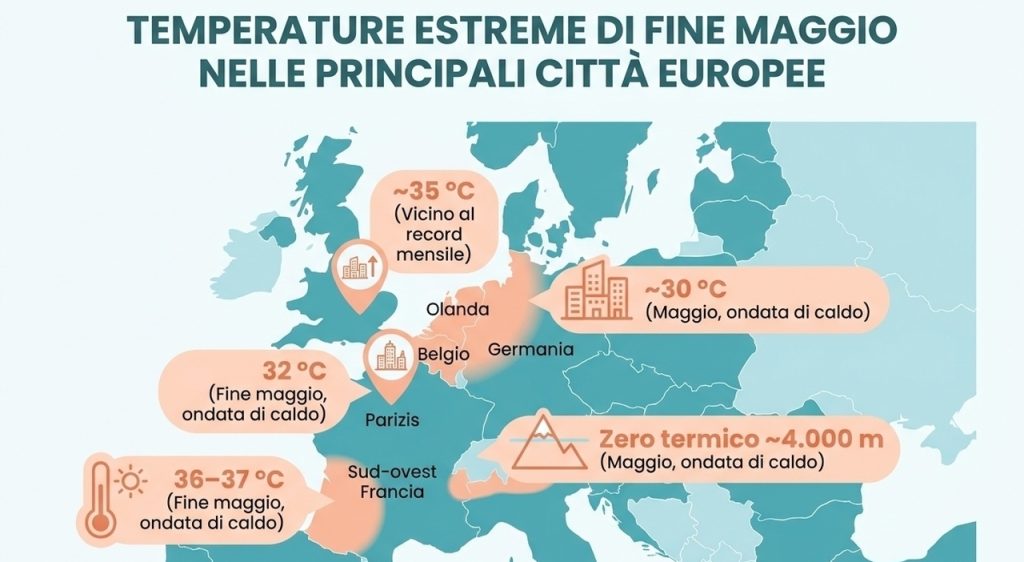 Caldo record in Europa: 8 decessi a Parigi, Londra oltre 35°C. Previsioni meteo inquietanti.