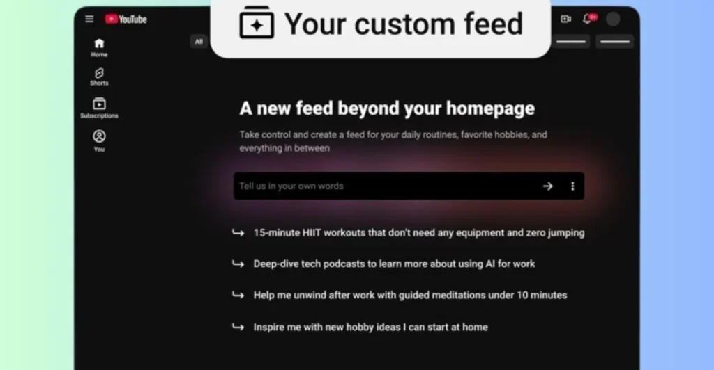 YouTube permette di creare un feed video personalizzato tramite intelligenza artificiale. Scopri di più!