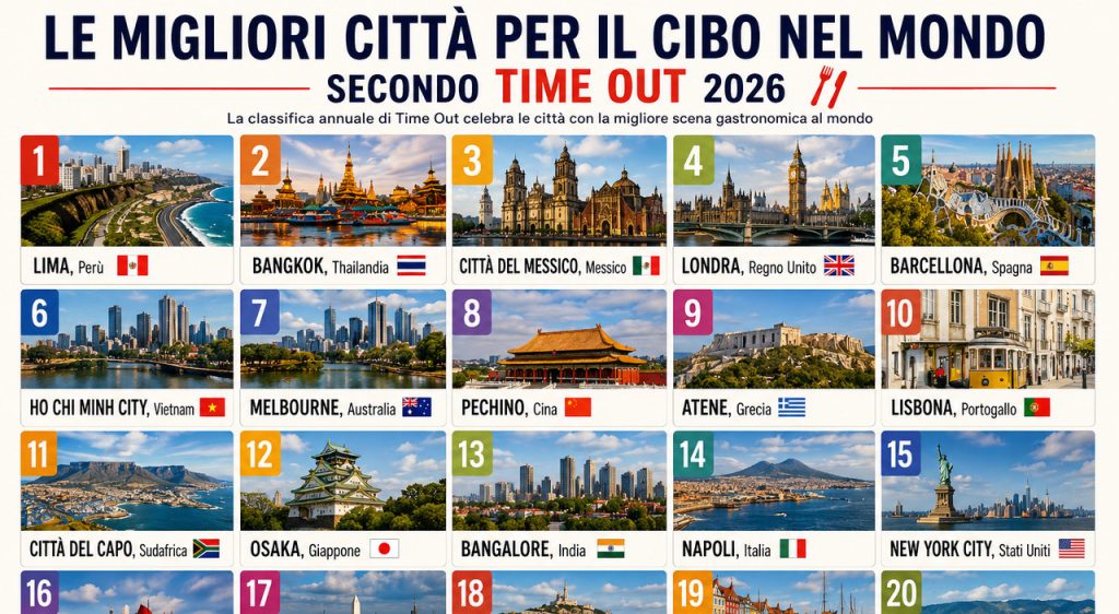 Le migliori 20 città gastronomiche al mondo nel 2026 secondo Time Out: scopri la classifica!