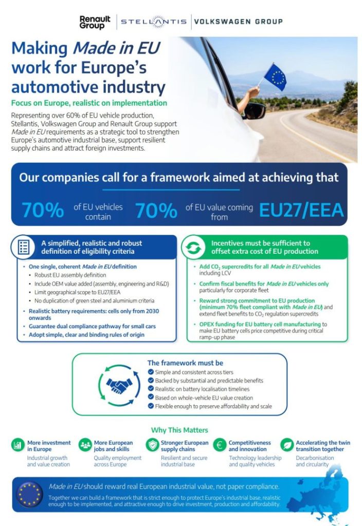 Stellantis, Volkswagen e Renault uniti per il “Made in Europe”: un impegno condiviso.