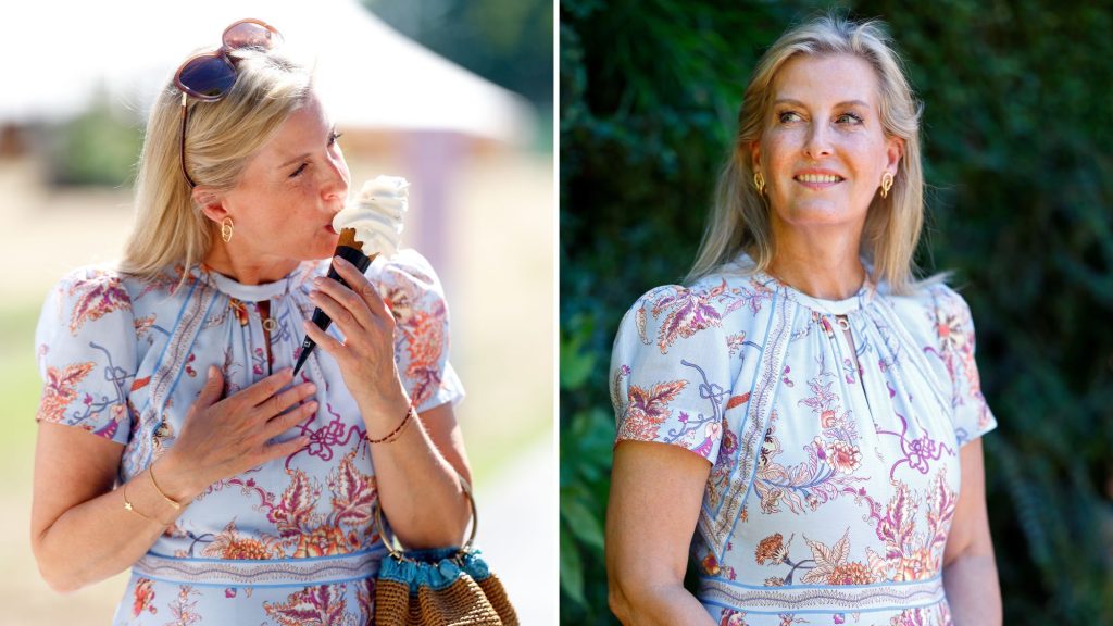 Il look estivo di Duchessa Sophie: midi floreale e borsa all’uncinetto per un gelato.