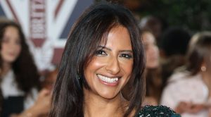 Ranvir Singh shines in elegant black-and-gold at Royal Ascot; Phase Eight dress available now.