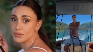 Belen Rodriguez in topless a Corfù: il suo video in barca fa discutere sul web.