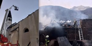 Incendio devastante a Fraviano di Vermiglio: 200 vigili del fuoco in azione, chiesa e case coinvolte.
