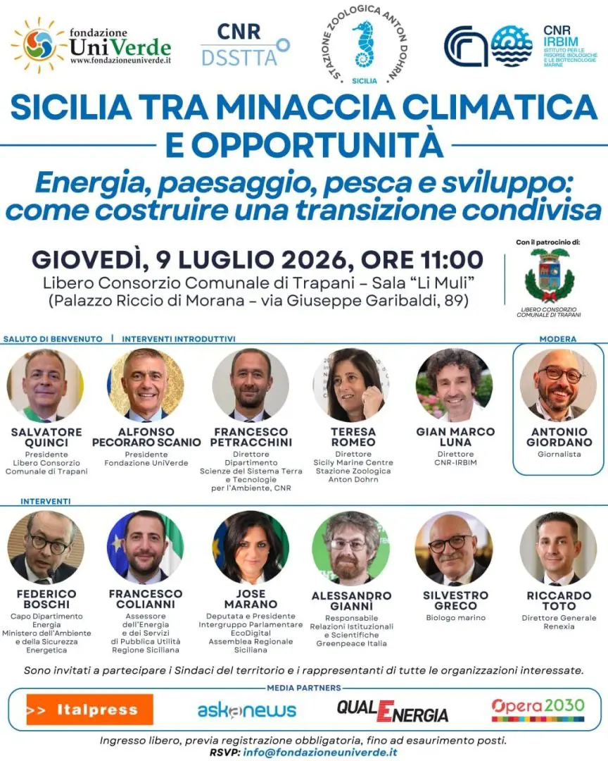 Sicilia: Trapani ospita convegno su energia, paesaggi e pesca come eccellenza sostenibile