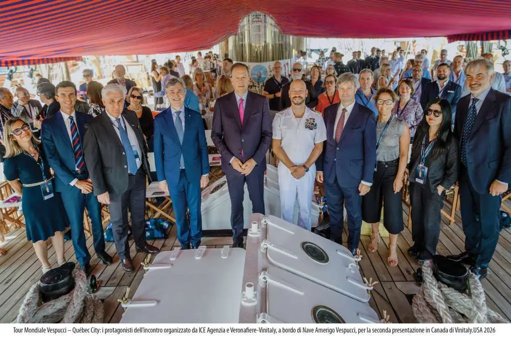 Vinitaly 2026: l’eccellenza del vino a bordo della Nave Amerigo Vespucci a Quebec City.