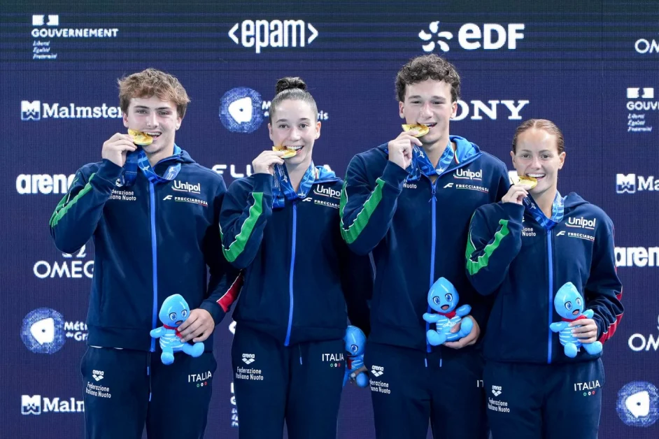 Tuffi, oro Italia nel mixed team agli Europei di Parigi. Argento Pelati nell’artistico