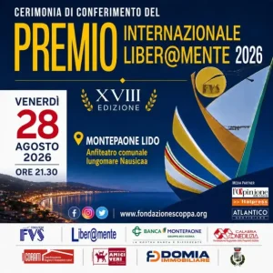 Venerdì 28 agosto a Montepaone Lido la XVIII edizione del Premio Internazionale Liber@mente
