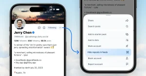 Bluesky: ora puoi nascondere i repost di utenti fastidiosi che segui.