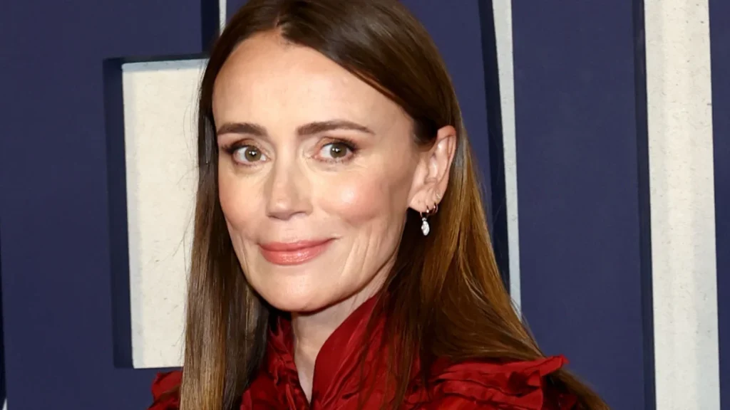 Keeley Hawes’ chic blue and white co-ord: the perfect holiday outfit for summer.