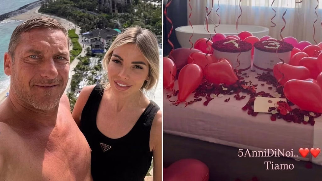 Totti e Noemi: 5 anni insieme, ma con una gaffe nell’anniversario d’amore